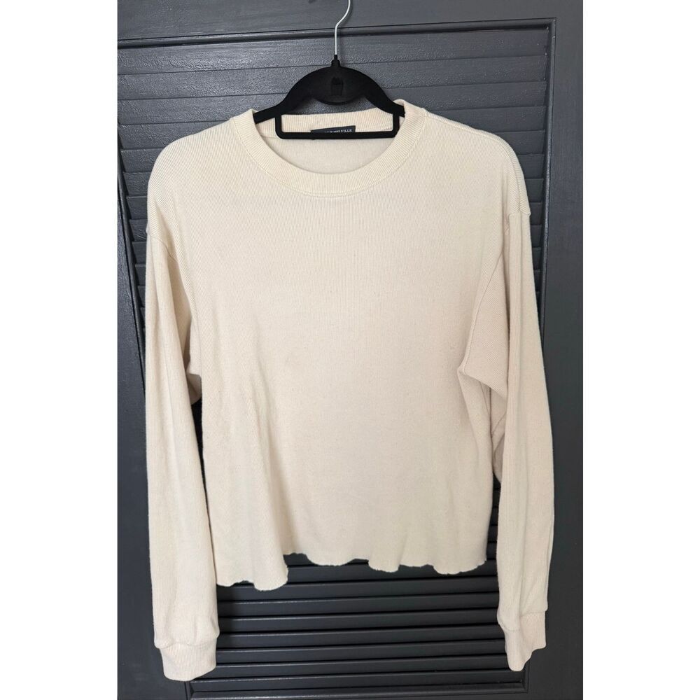 Brandy Melville Cream Ribbed Oversized Long Sleeve Sweater
